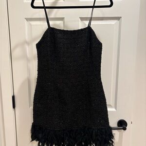 Walter Baker Black Tweed Dress with Gold Thread